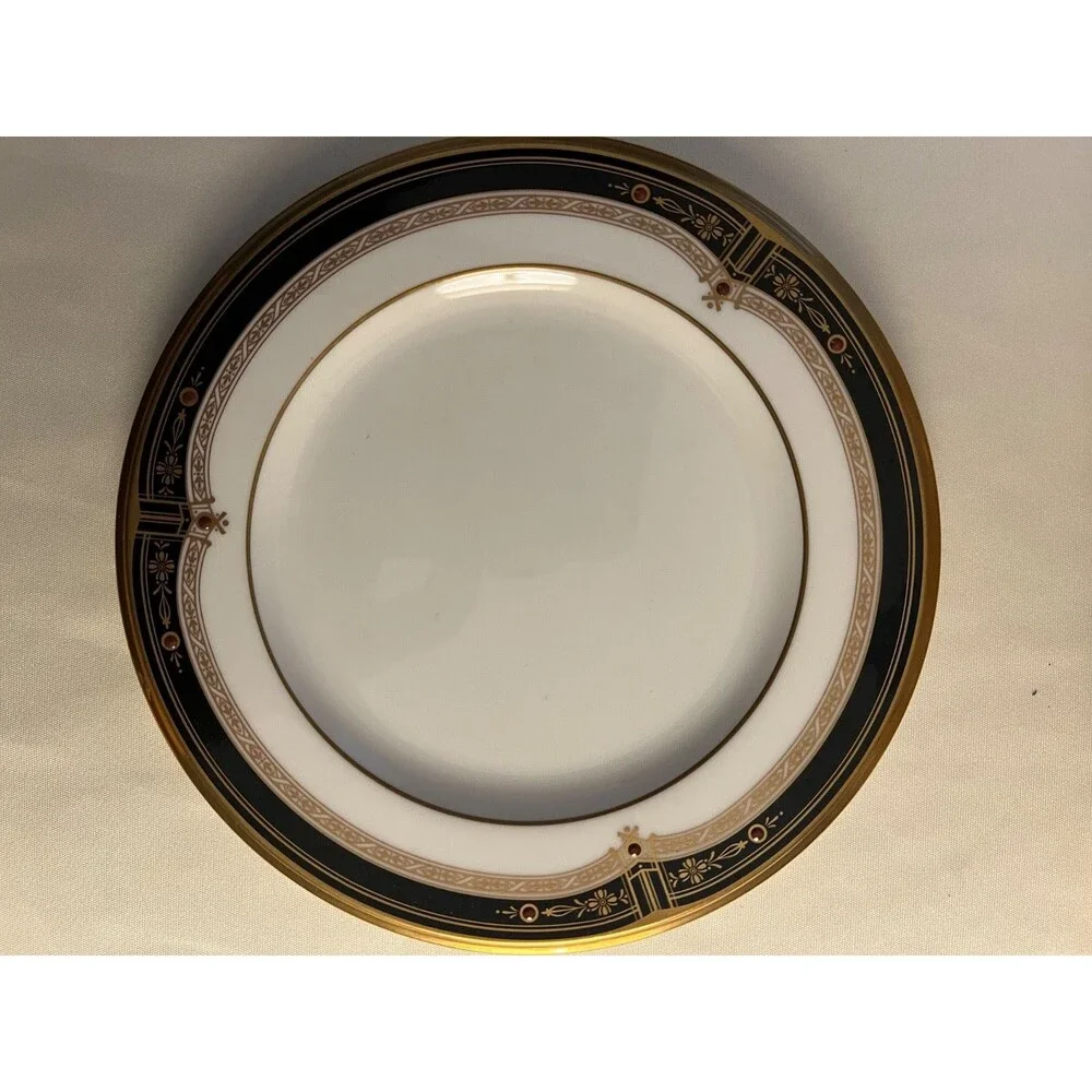 Noritake Gold and Sable Bread Plates Set of 4 #9758 Black Border 6.5